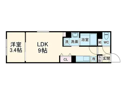 LUORE黒川イースト(1LDK/3階)の間取り写真