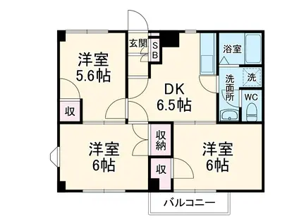 グリーンハイツ(3DK/1階)の間取り写真