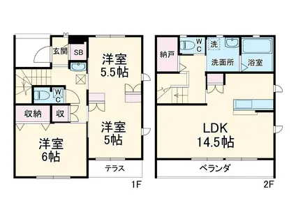 ヴェルテュ メゾン(3LDK/1階)の間取り写真