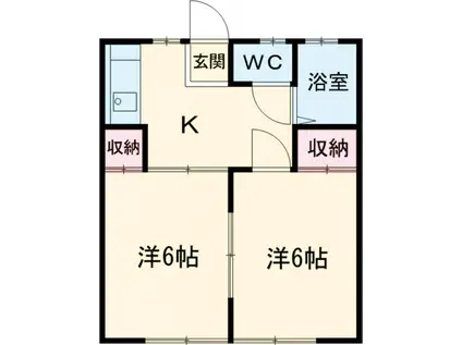 ニッケイヒルズA(2DK/1階)の間取り写真