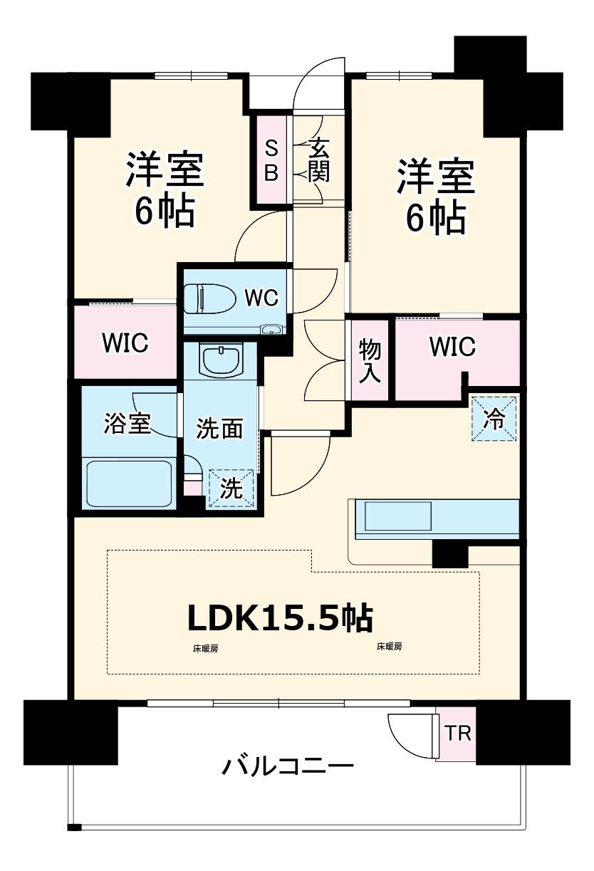 プレミスト靱本町(2LDK/2階)の間取り写真