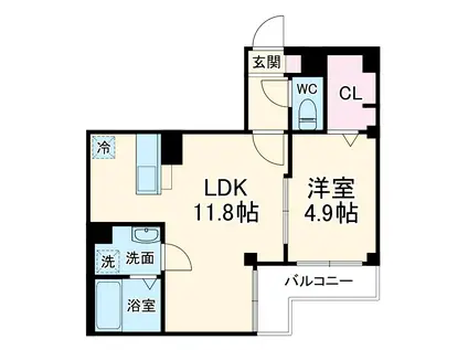 SKEY RESIDENCE元住吉(1LDK/1階)の間取り写真