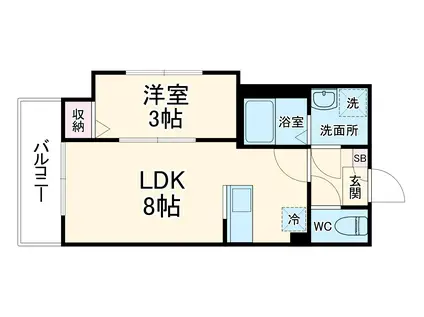 カーサリッツ八千代台(1LDK/2階)の間取り写真