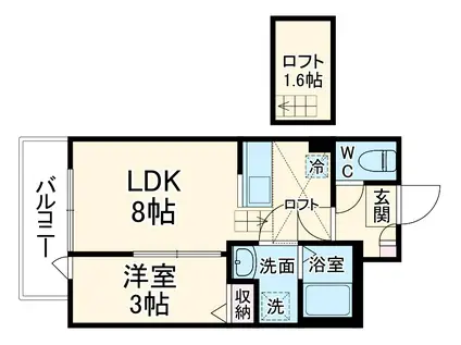 カーサリッツ八千代台(1LDK/3階)の間取り写真