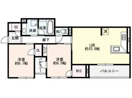 UNO Y SOLO(2LDK/2階)の間取り写真