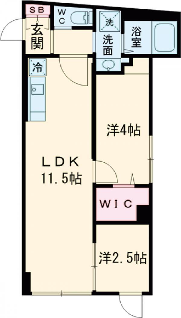 ウェルスクエア学芸大学Ⅱ(2LDK/4階)の間取り写真