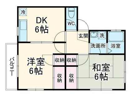 グリーンヒルパルⅠ(2DK/2階)の間取り写真