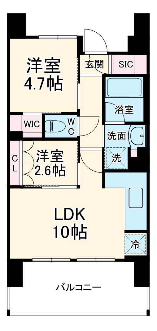 ブランシエスタ新丸子リバーフロント(2LDK/5階)の間取り写真