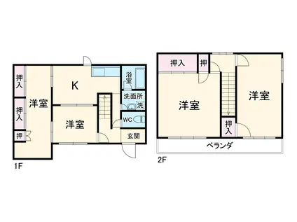 長良川鉄道 せきてらす前駅 徒歩89分 2階建 築51年(5DK)の間取り写真