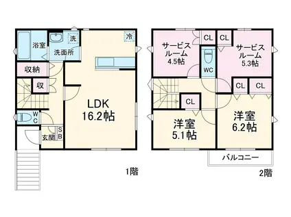 京成電鉄本線 実籾駅 徒歩18分 2階建 築2年(2SLDK)の間取り写真