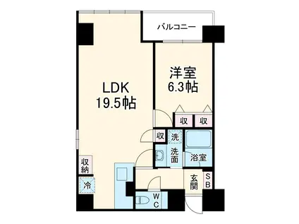 クオン四条柏屋町(1LDK/7階)の間取り写真
