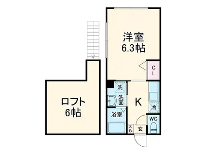 サニーサイド湘南深沢(1K/1階)の間取り写真