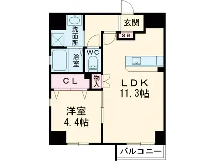 LIBTH天神東(1LDK/4階)の間取り写真