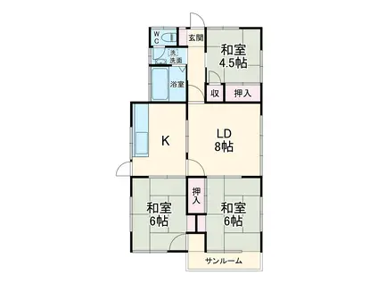 京浜急行電鉄本線 京急田浦駅 徒歩10分 1階建 築54年(4K)の間取り写真