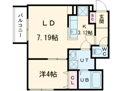CHERIM南福岡Ⅴ(1LDK/1階)の間取り写真