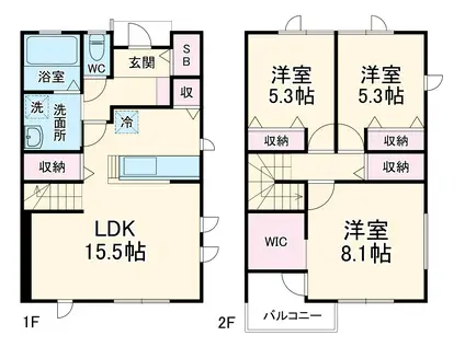 ハイツキリヤマＢ(3LDK)の間取り写真