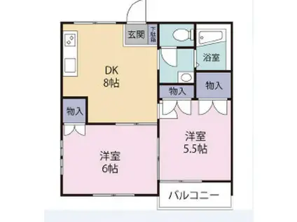 サニーホームズ(2DK/1階)の間取り写真