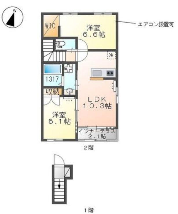 スターパレットⅢ(2LDK/2階)の間取り写真