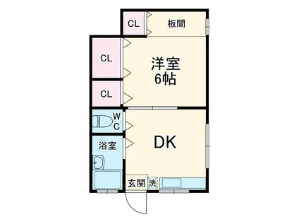 渡辺ハイツ(1DK/2階)の間取り写真