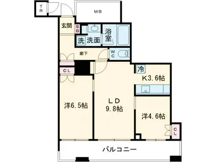 ヴィナシス金町タワーレジデンス(2LDK/16階)の間取り写真