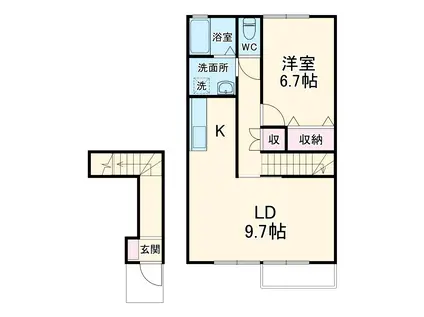 POLL(1LDK/2階)の間取り写真