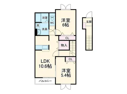 ハイステージIS Ⅱ(2LDK/2階)の間取り写真