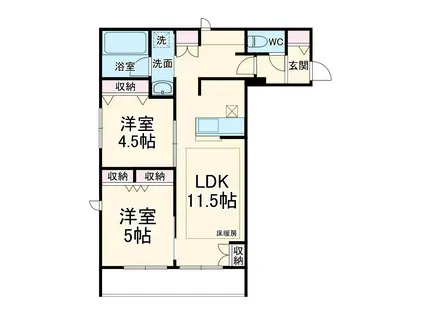 グリュック(2LDK/3階)の間取り写真