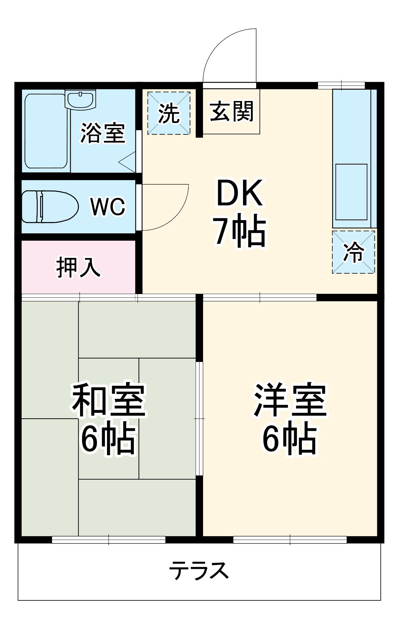 コスモハイツ松本1(2DK/1階)の間取り写真