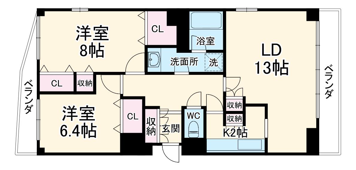 アビタシオン泉(2LDK/8階)の間取り写真