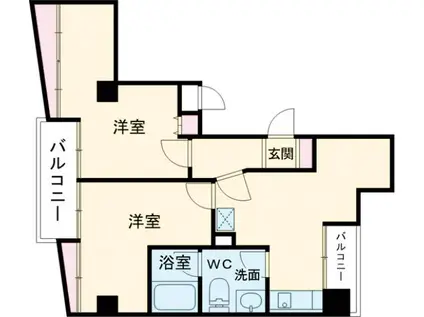 宇都宮フォーラムズ(2LDK/9階)の間取り写真