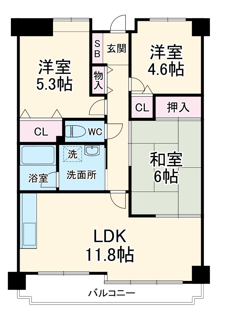 クラウンハイム東淀川 弐番館(3LDK/2階)の間取り写真