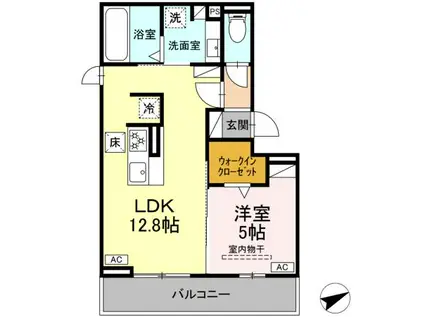 D-AVANCE上六名Ⅱ(1LDK/2階)の間取り写真