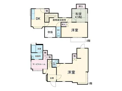 東武伊勢崎・大師線 草加駅 徒歩26分 2階建 築38年(3SDK)の間取り写真