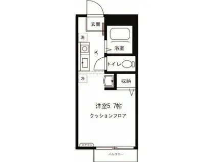 ウィスタリア(1K/1階)の間取り写真