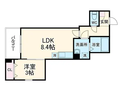 ジーメゾン名古屋小田井リュソー(1LDK/1階)の間取り写真