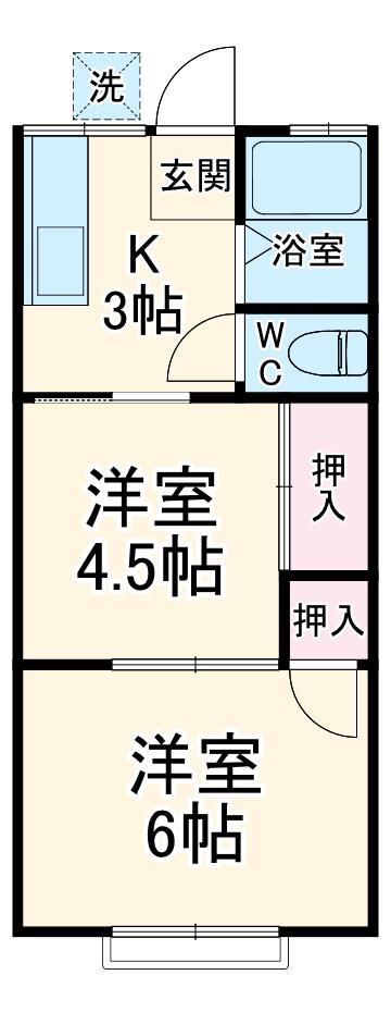 セキビレッジ(2K/2階)の間取り写真