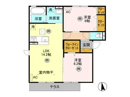 リオ グラシア B(2LDK/1階)の間取り写真