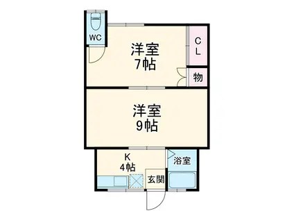 厚木荘(1LDK/2階)の間取り写真