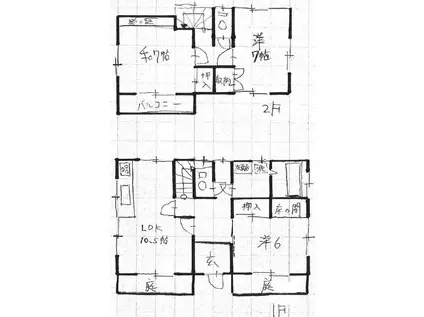 東武伊勢崎・大師線 東武動物公園駅 徒歩14分 2階建 築37年(3LDK)の間取り写真