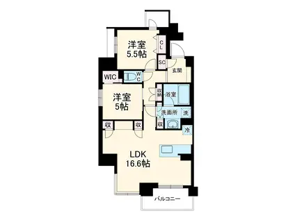 LUXENAPAWS藤沢(2LDK/4階)の間取り写真