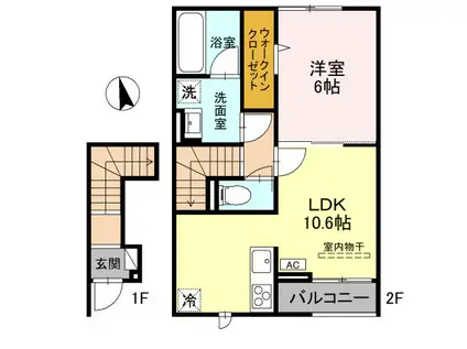 HYDRANGEA(1LDK/2階)の間取り写真