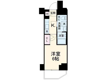 メインステージ松戸(1K/9階)の間取り写真