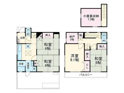 京浜東北・根岸線 大宮駅(埼玉) 徒歩10分 2階建 築14年(4DK)の間取り写真