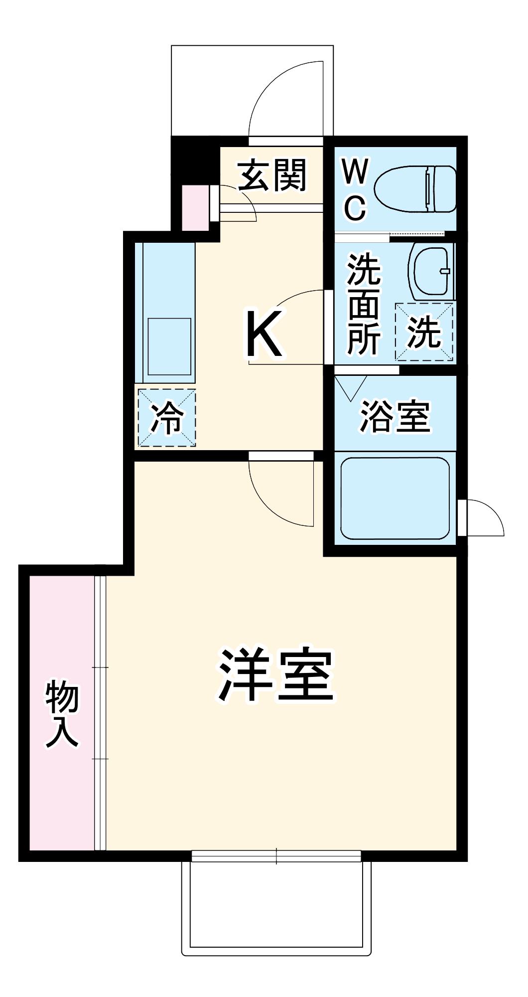 フェリース津田沼(1K/1階)の間取り写真