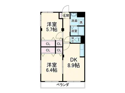 チクマハイツ(2DK/1階)の間取り写真