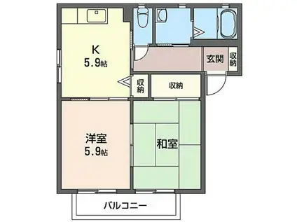 積水タウンコート D(2K/2階)の間取り写真