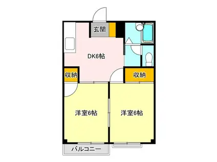 ニューエルディム島崎D(2DK/1階)の間取り写真