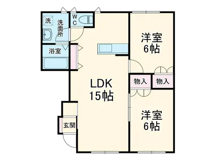 サザンコートA(2LDK/1階)の間取り写真