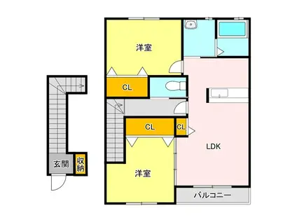 ヴィラーチェ D(2LDK/2階)の間取り写真