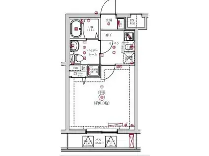 レンティーヴァ綾瀬(1K/2階)の間取り写真